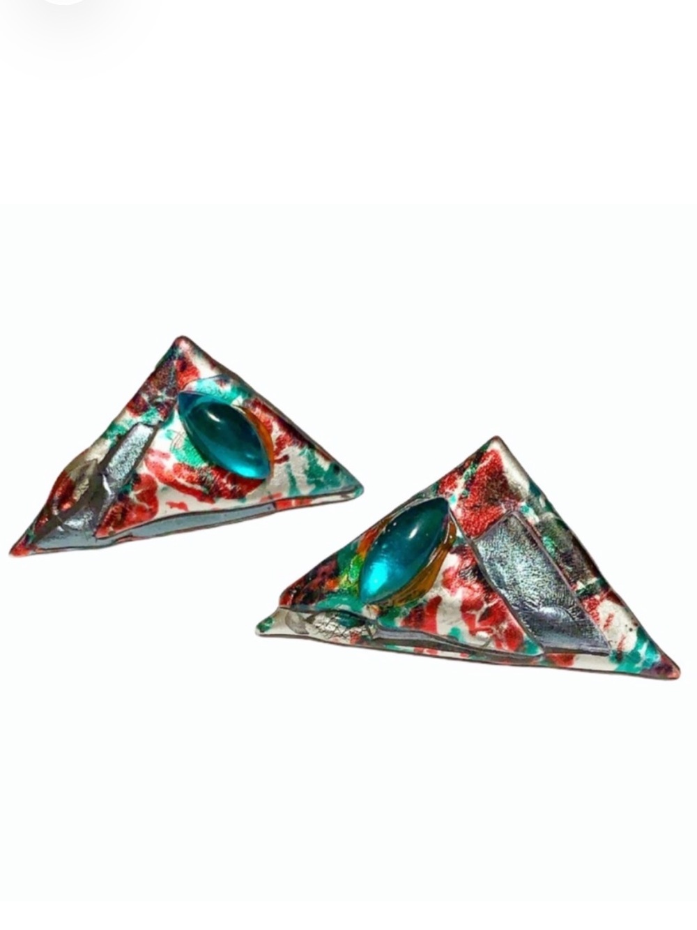 Vintage 80’s colorful triangle earrings